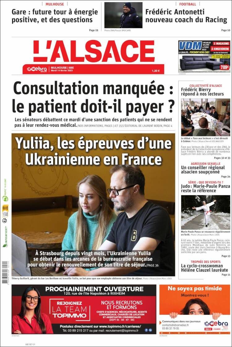 Portada de Journal L'Alsace (France)