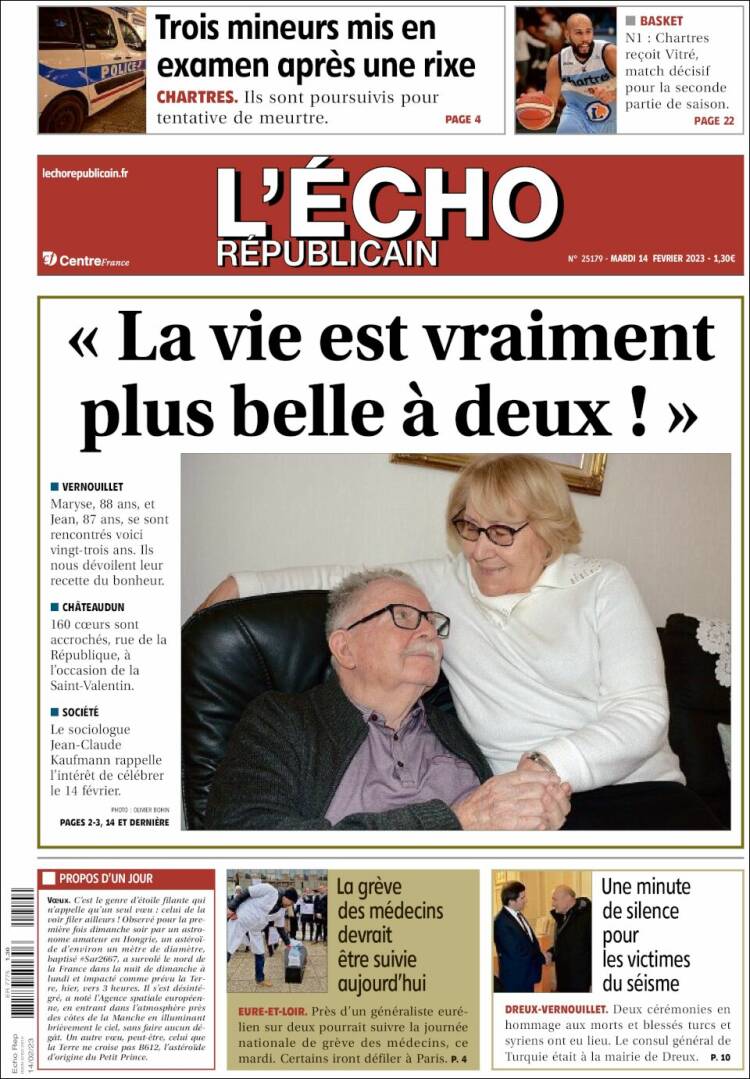 Portada de L'Echo Républicain (Francia)