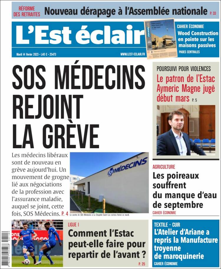 Portada de L'Est Eclair (Francia)