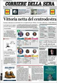 Portada de Corriere della Sera (Italia)