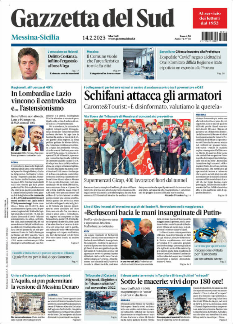 Portada de Gazzetta del Sud (Italie)