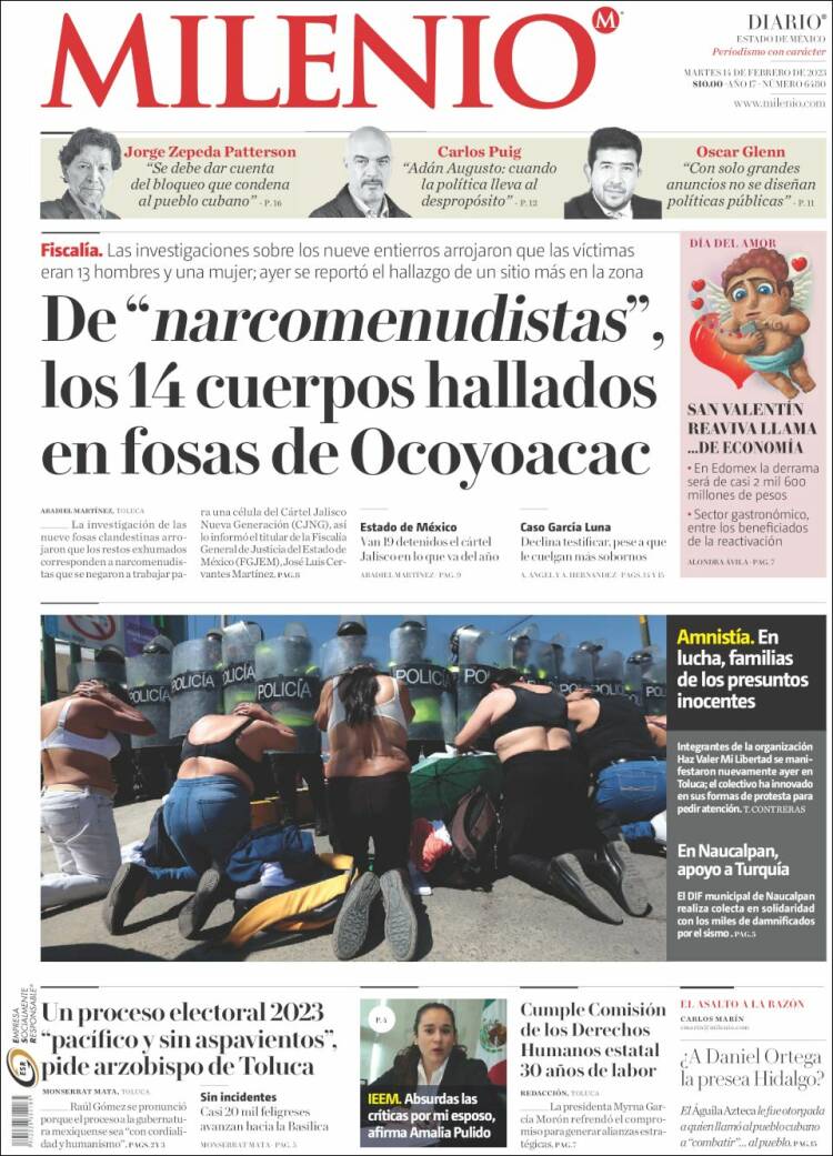 Portada de Milenio - Estado de México (México)