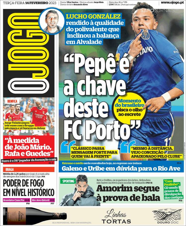 Portada de O Jogo (Portugal)