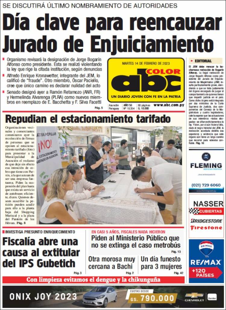 Portada de ABC Color (Paraguay)