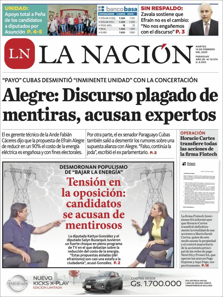 Portada de La Nación (Paraguay)