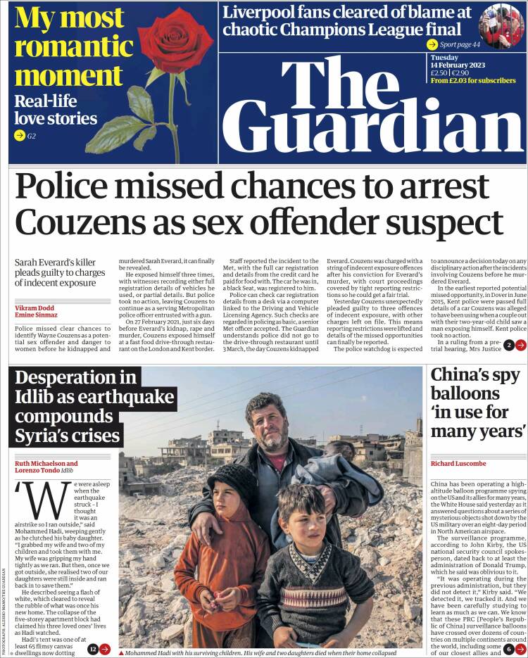 Portada de The Guardian (Reino Unido)