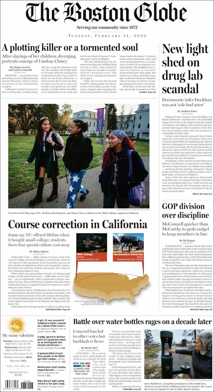 Portada de Boston Globe (États-Unis)