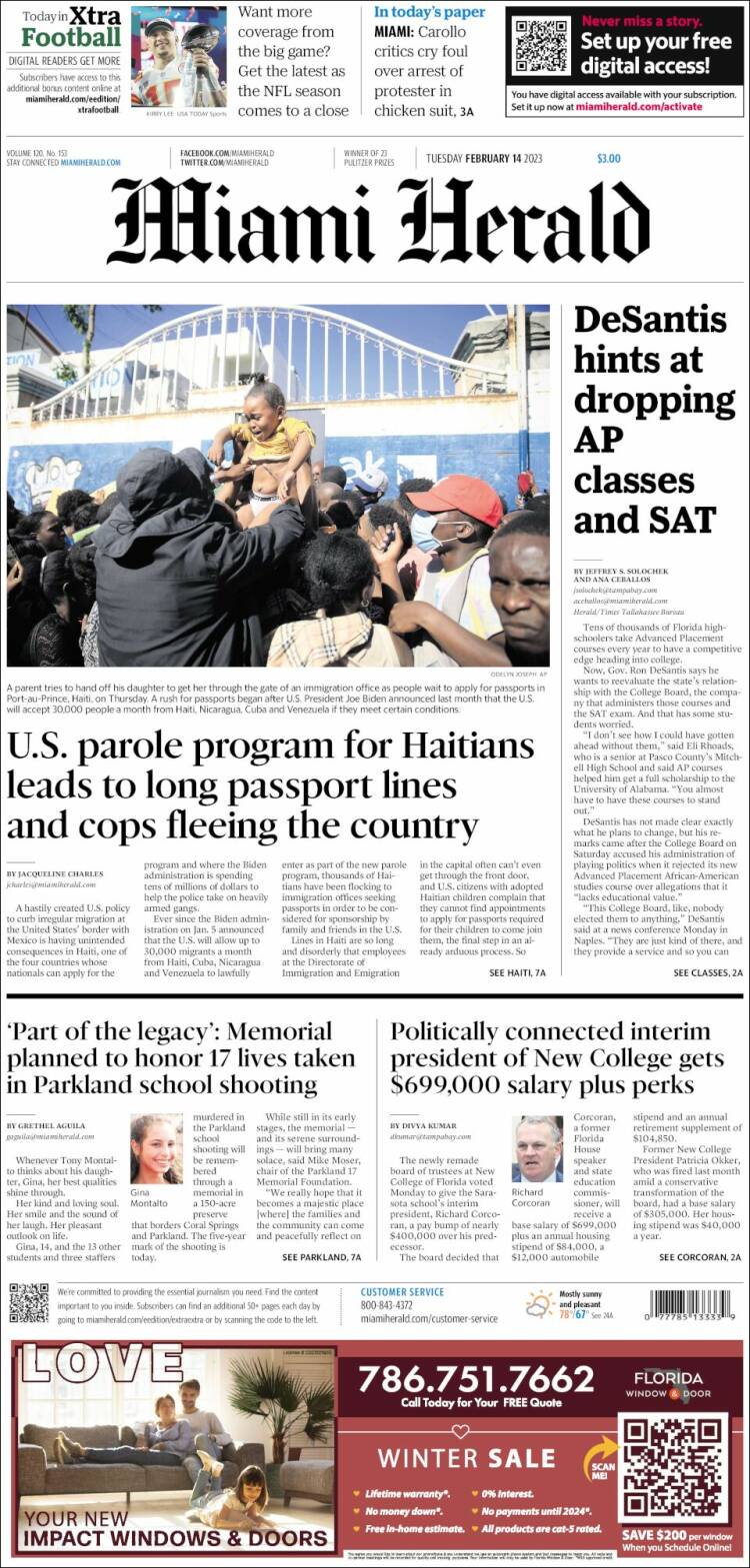 Portada de Miami Herald (USA)