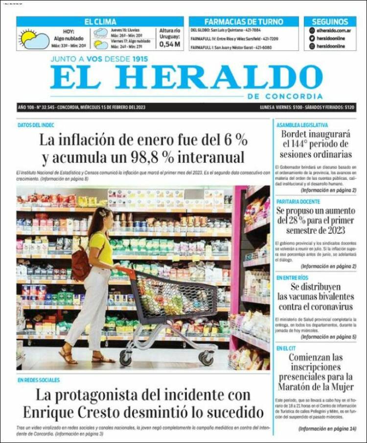 Portada de El Heraldo de Concordia (Argentina)