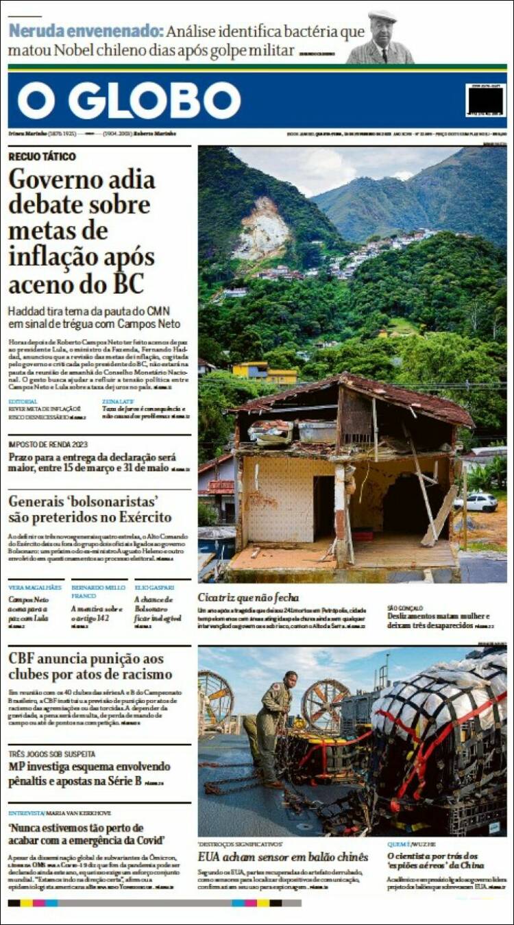 Portada de O Globo (Brasil)