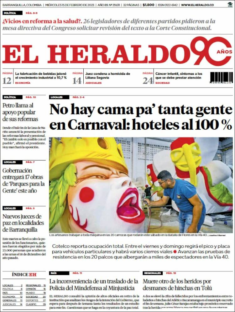 Periódico El Heraldo (Colombia). Periódicos De Colombia. Edición De ...