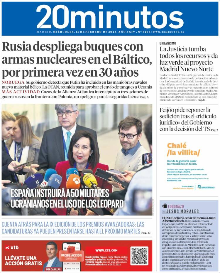 Portada de 20 Minutos - Madrid (España)
