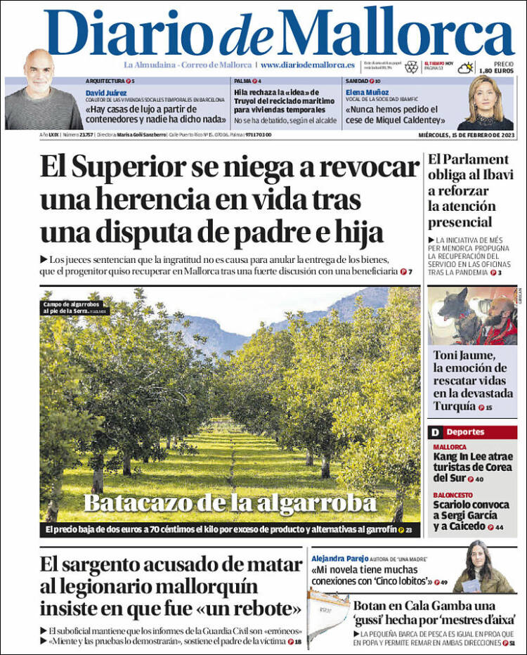 Portada de Diario de Mallorca (España)