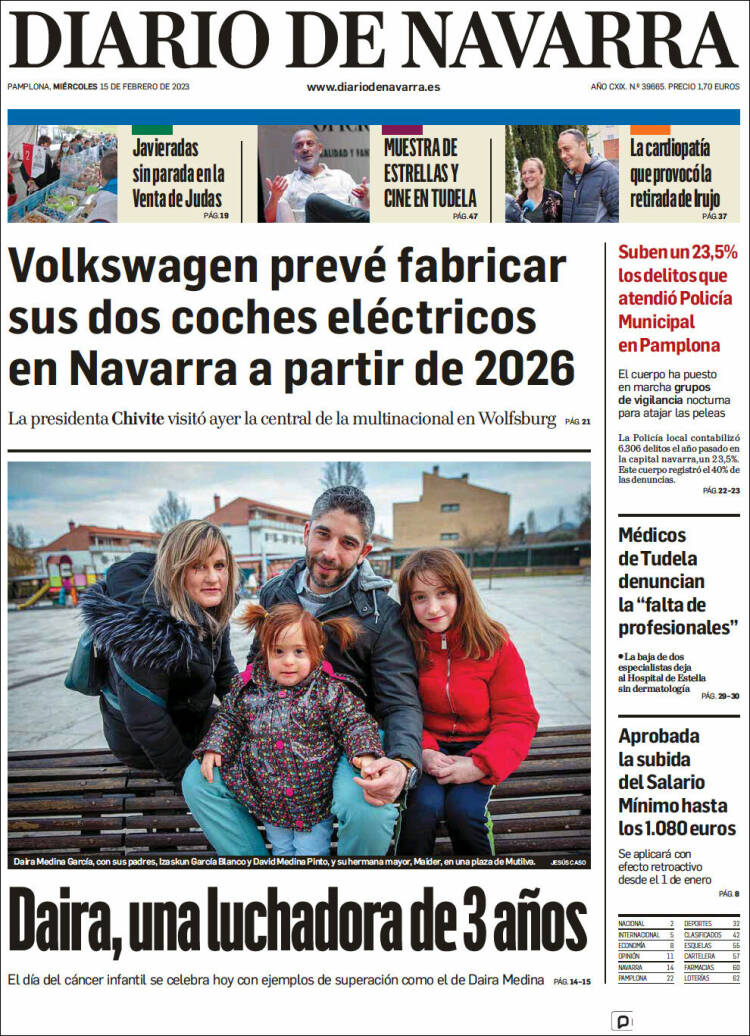 Portada de Diario de Navarra (España)