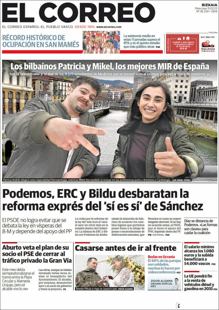 Portada de El Correo (España)