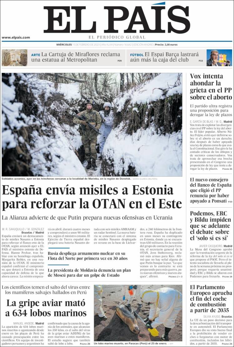 Portada de El País (España)