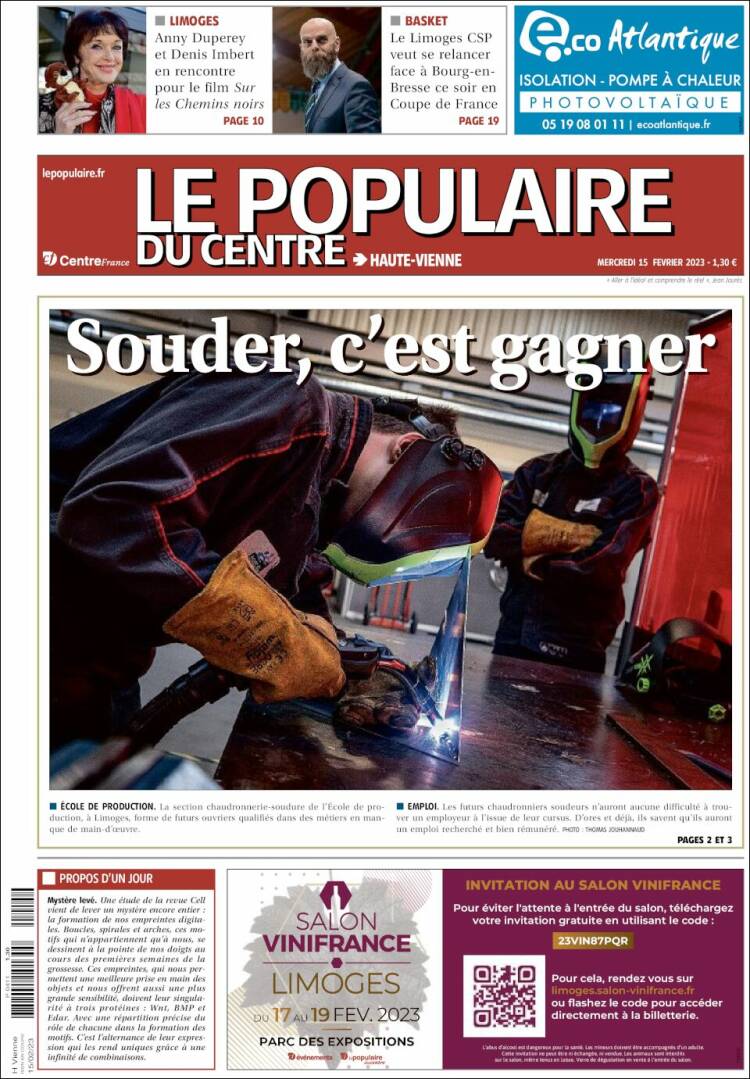 Portada de Le Populaire du Centre (Francia)