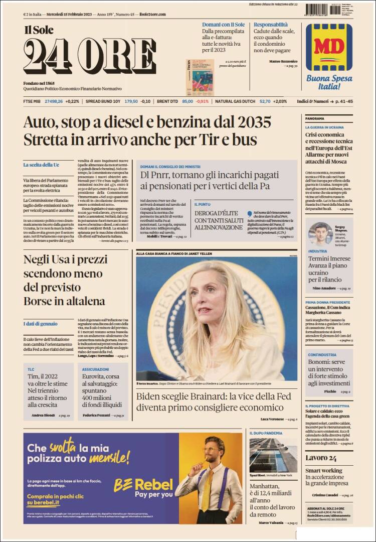 Portada de Il Sole 24 ORE (Italia)