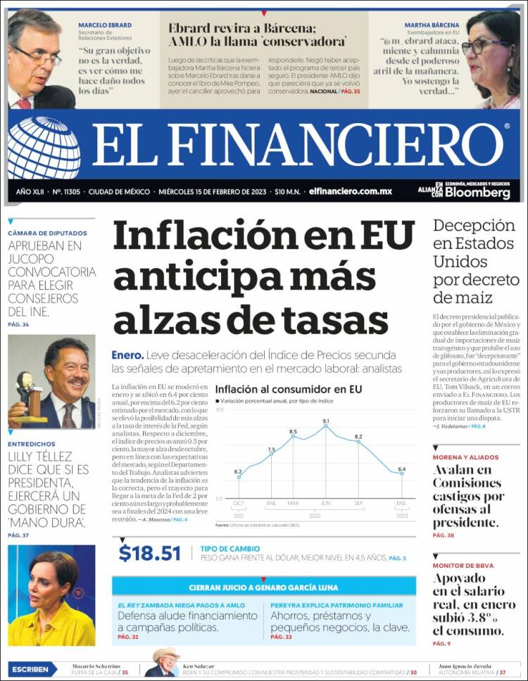 Portada de El Financiero (México)