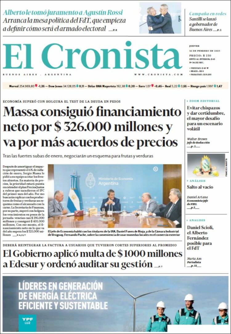 Portada de El Cronista Comercial (Argentina)