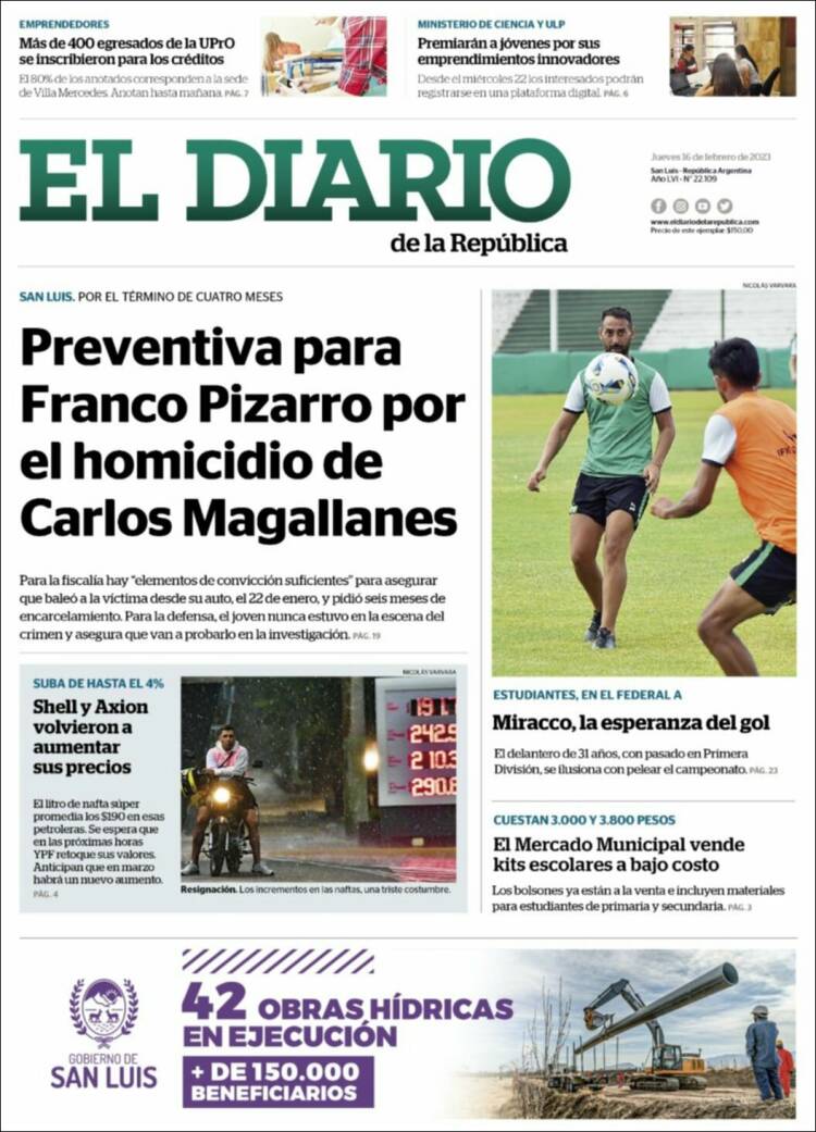 Portada de Diario de la República (Argentina)