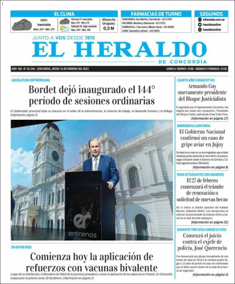 Portada de El Heraldo de Concordia (Argentina)