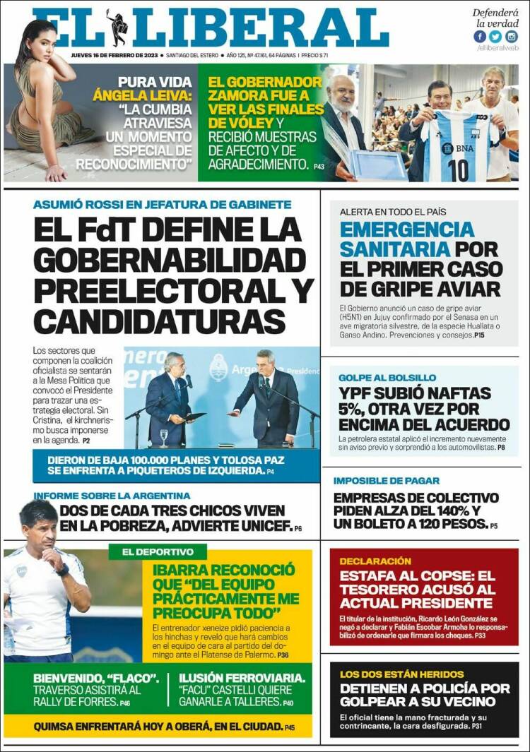 Portada de Diario El Liberal (Argentina)