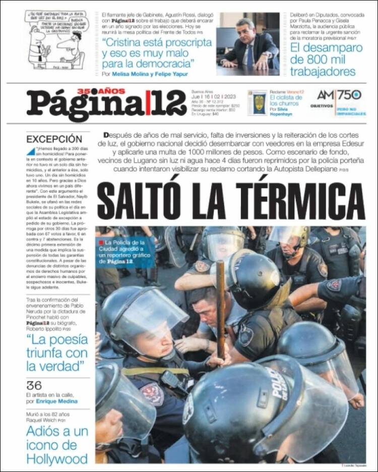 Portada de Página/12 (Argentina)