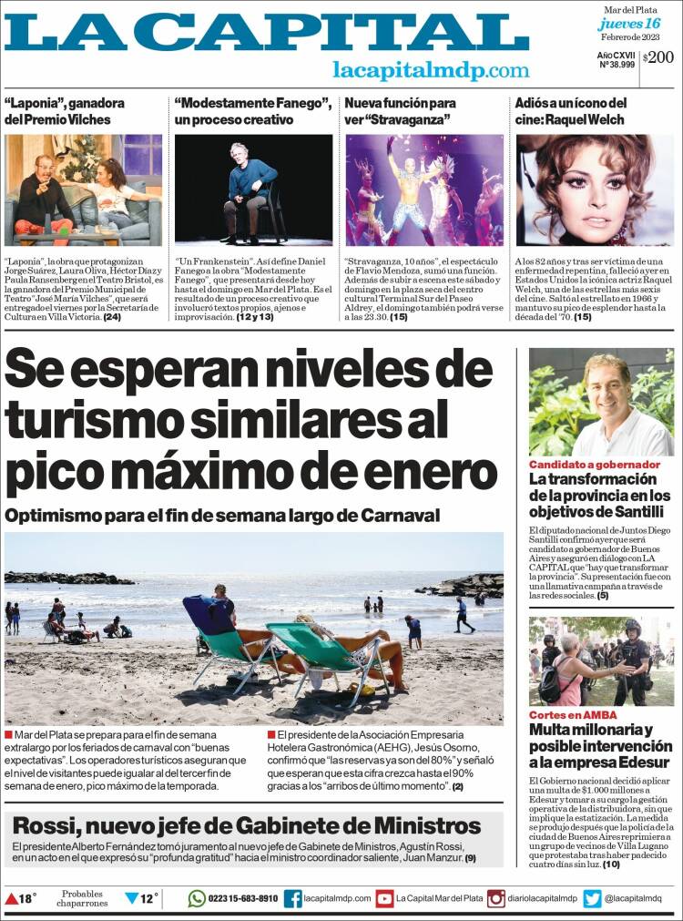 Portada de Diario La Capital - Mar del Plata (Argentina)