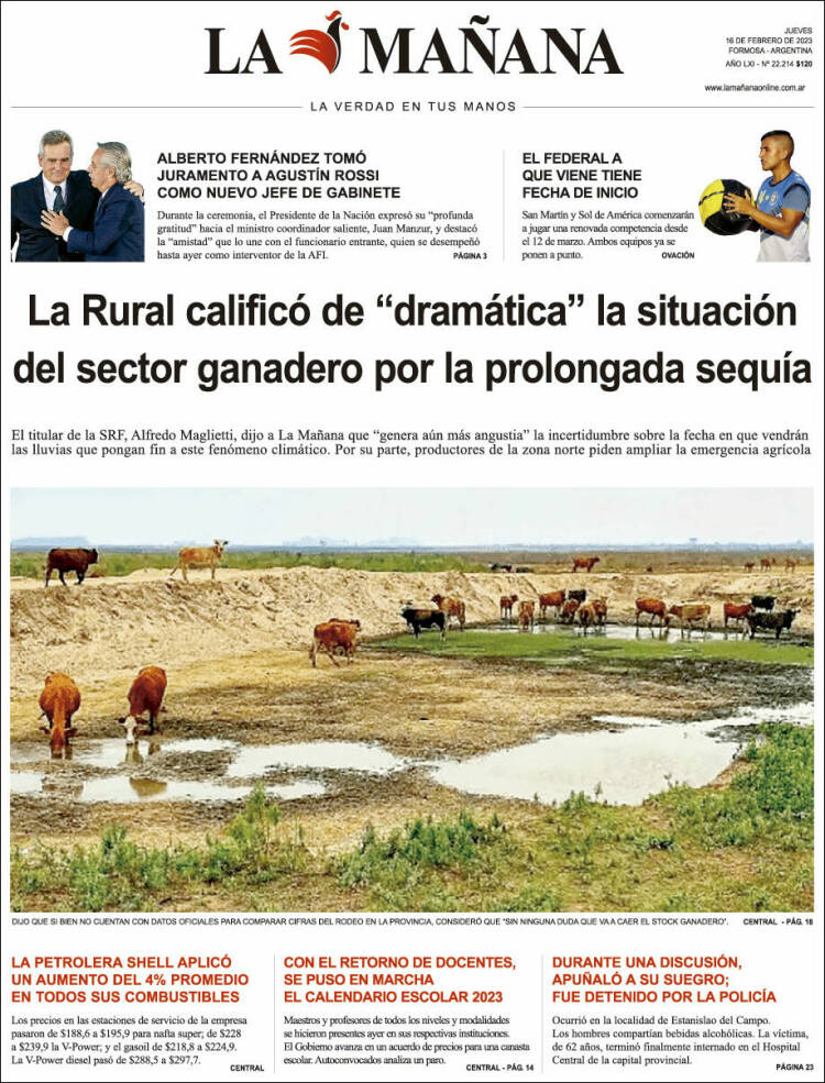 Portada de Diario La Mañana (Argentina)