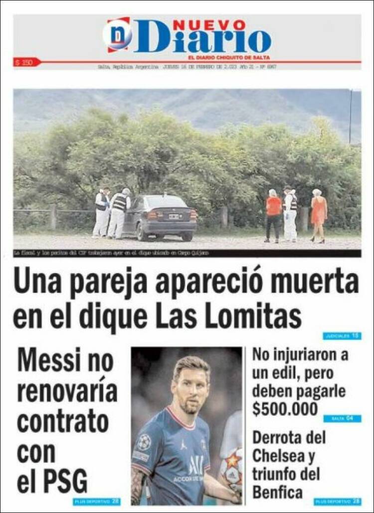 Portada de Nuevo Diario de Salta (Argentina)