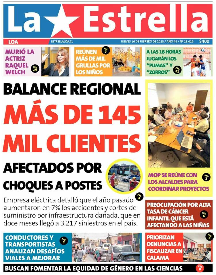 Portada de La Estrella de Loa (Chile)