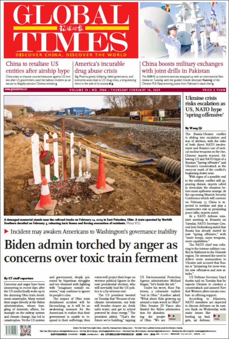 Portada de The Global Times (China)