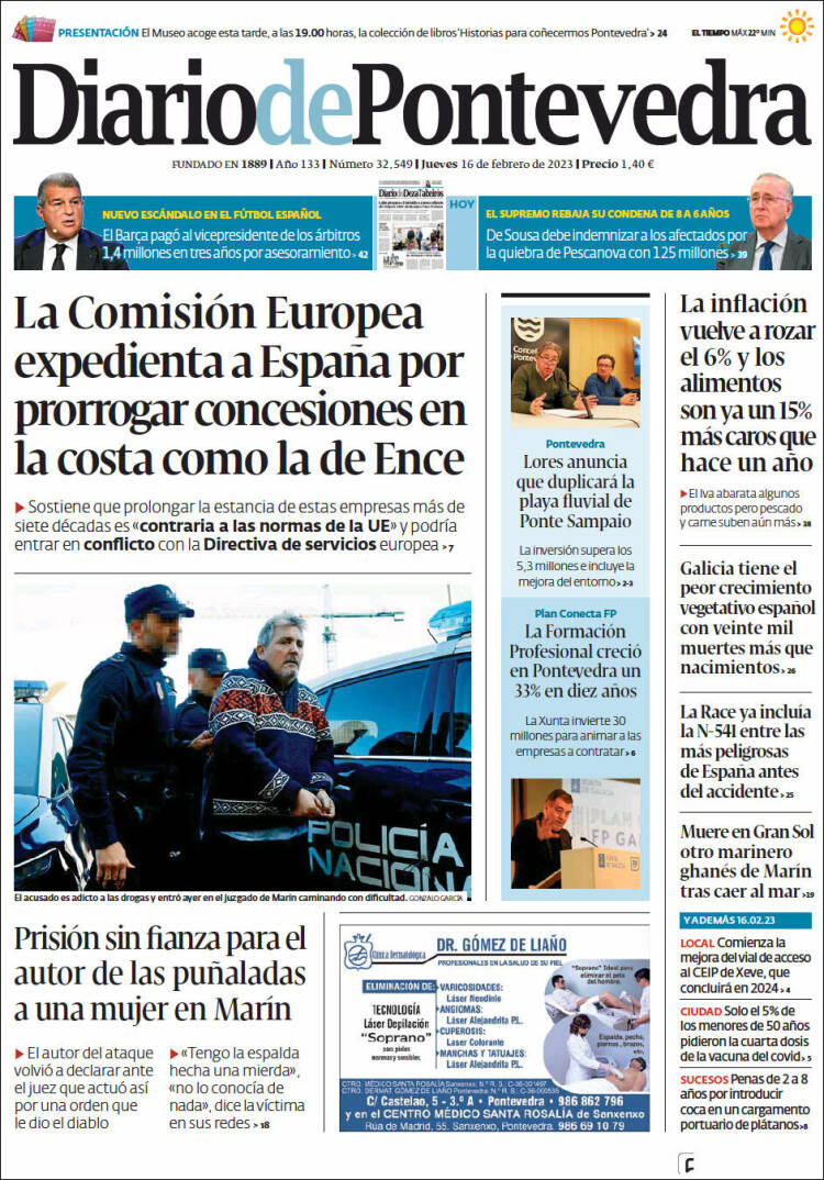 Portada de Diario de Pontevedra (Espagne)