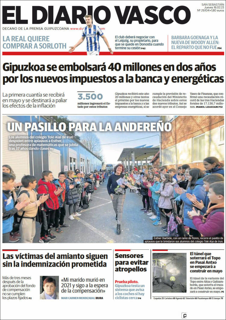 Portada de Diario Vasco (Espagne)