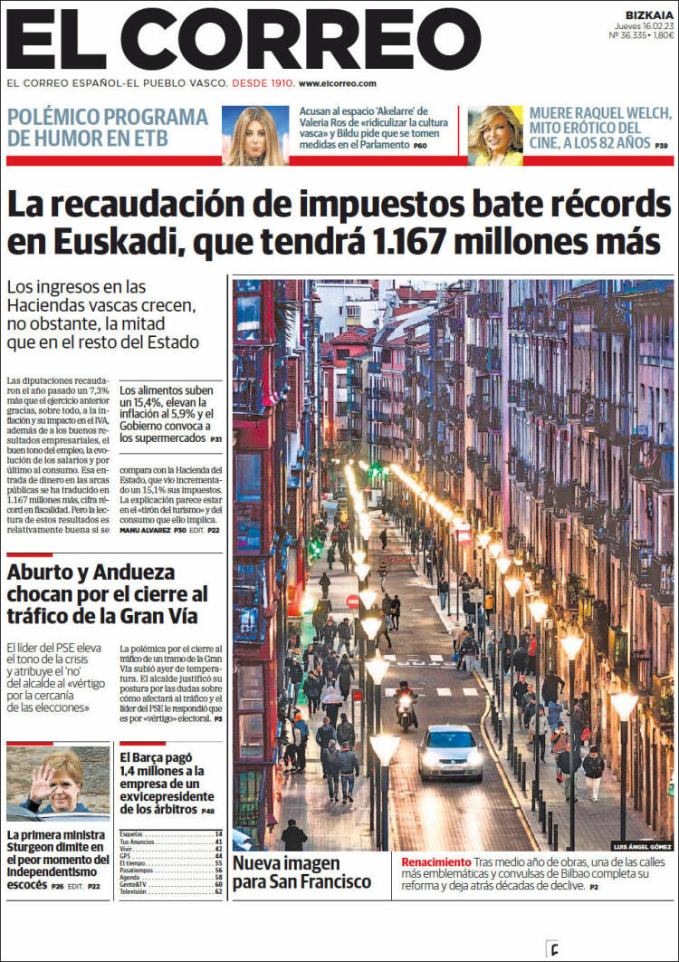 Portada de El Correo (Espagne)