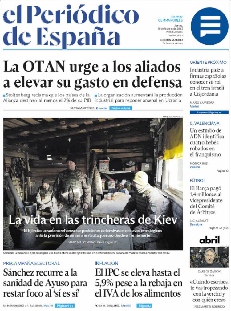 Portada de El Periódico de España (España)