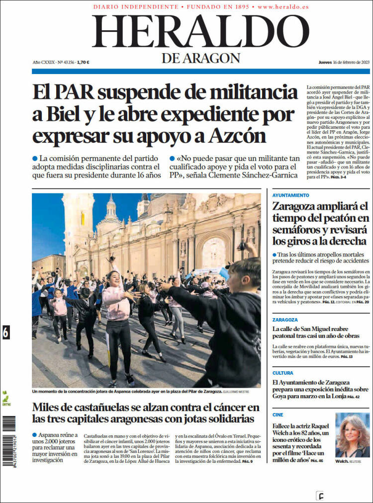 Portada de Heraldo de Aragón (Espagne)