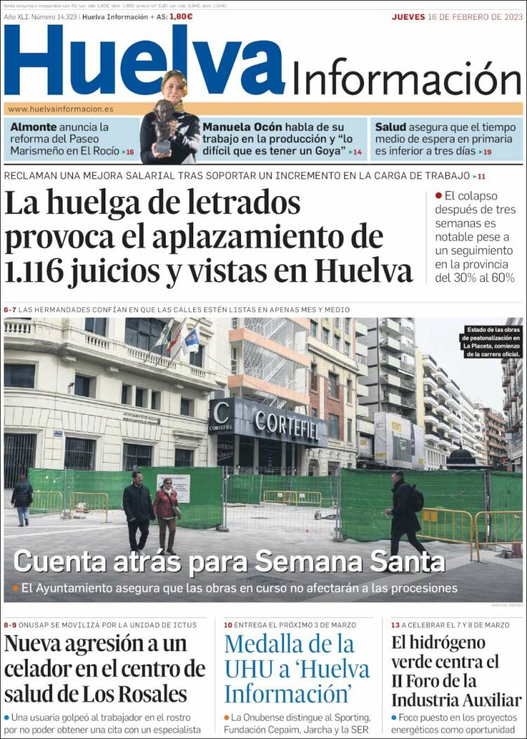 Portada de Huelva Información (Espagne)