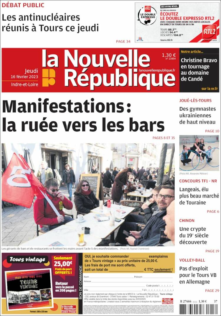 Portada de La Nouvelle Republique (Francia)