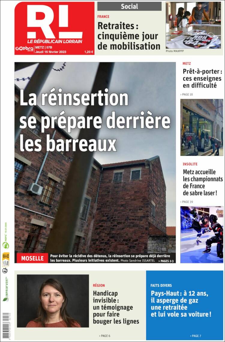 Portada de Le Republicain Lorrain (France)