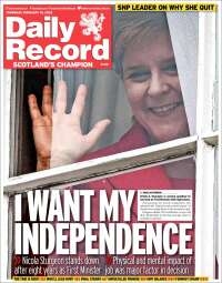 Portada de Daily Record (Reino Unido)