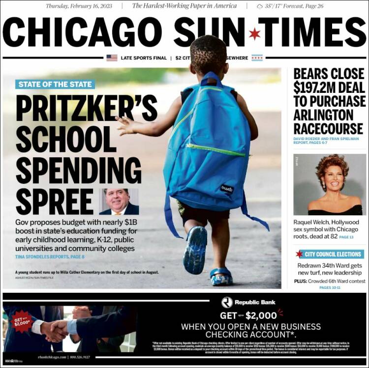 Portada de Chicago Sun-Times (USA)