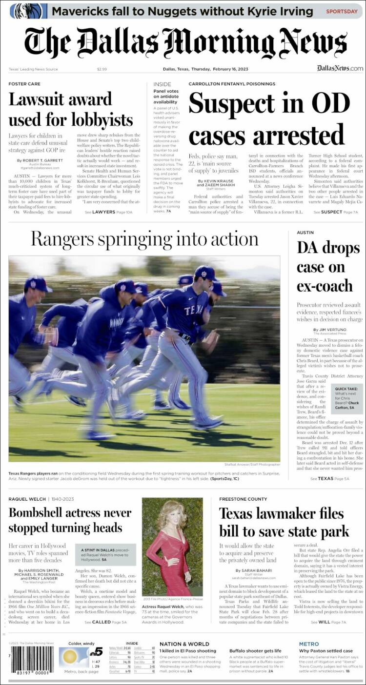 Portada de Dallas Morning News (USA)