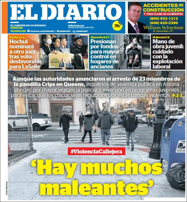 Portada de El Diario NY (USA)