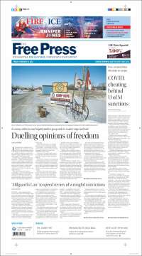 Portada de Winnipeg Free Press (Canadá)