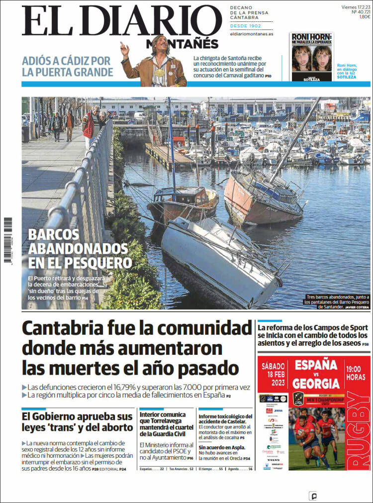 Portada de El Diario Montañés (España)