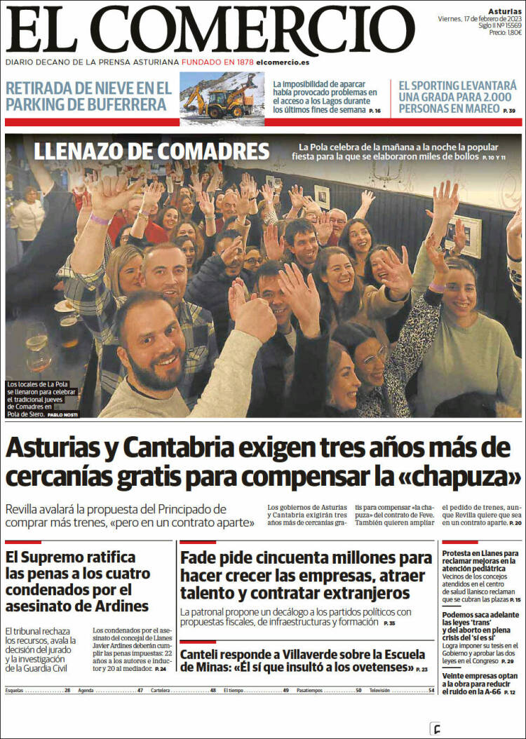 Portada de El Comercio (España)