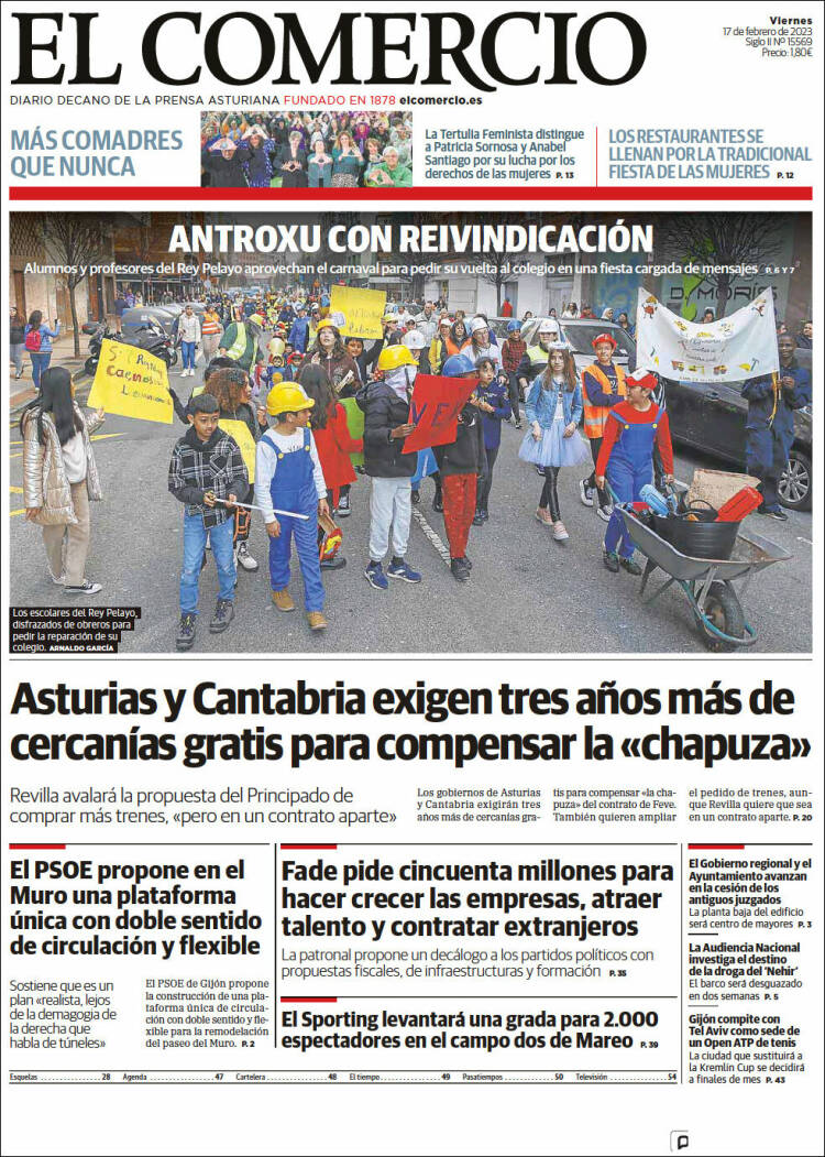 Portada de El Comercio - Gijón (España)