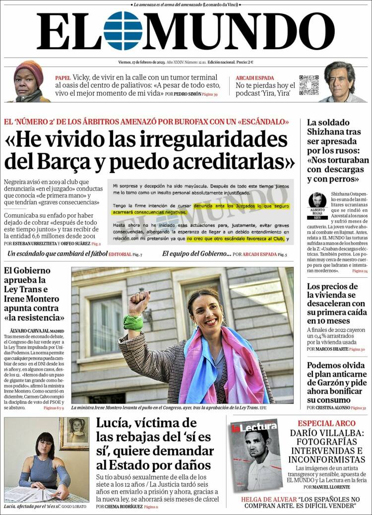 Portada de El Mundo (España)